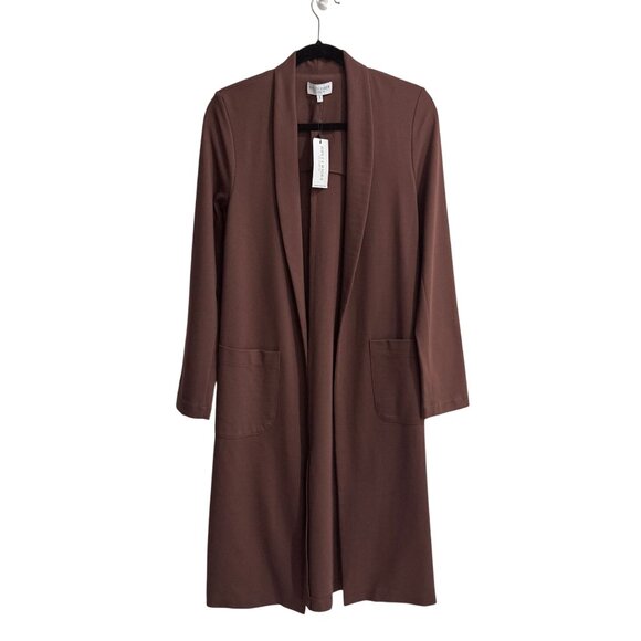 Ripley Rader Size XS Chocolate Brown Ponte Knit Smoking Jacket Tailored Capsule - Picture 6 of 11